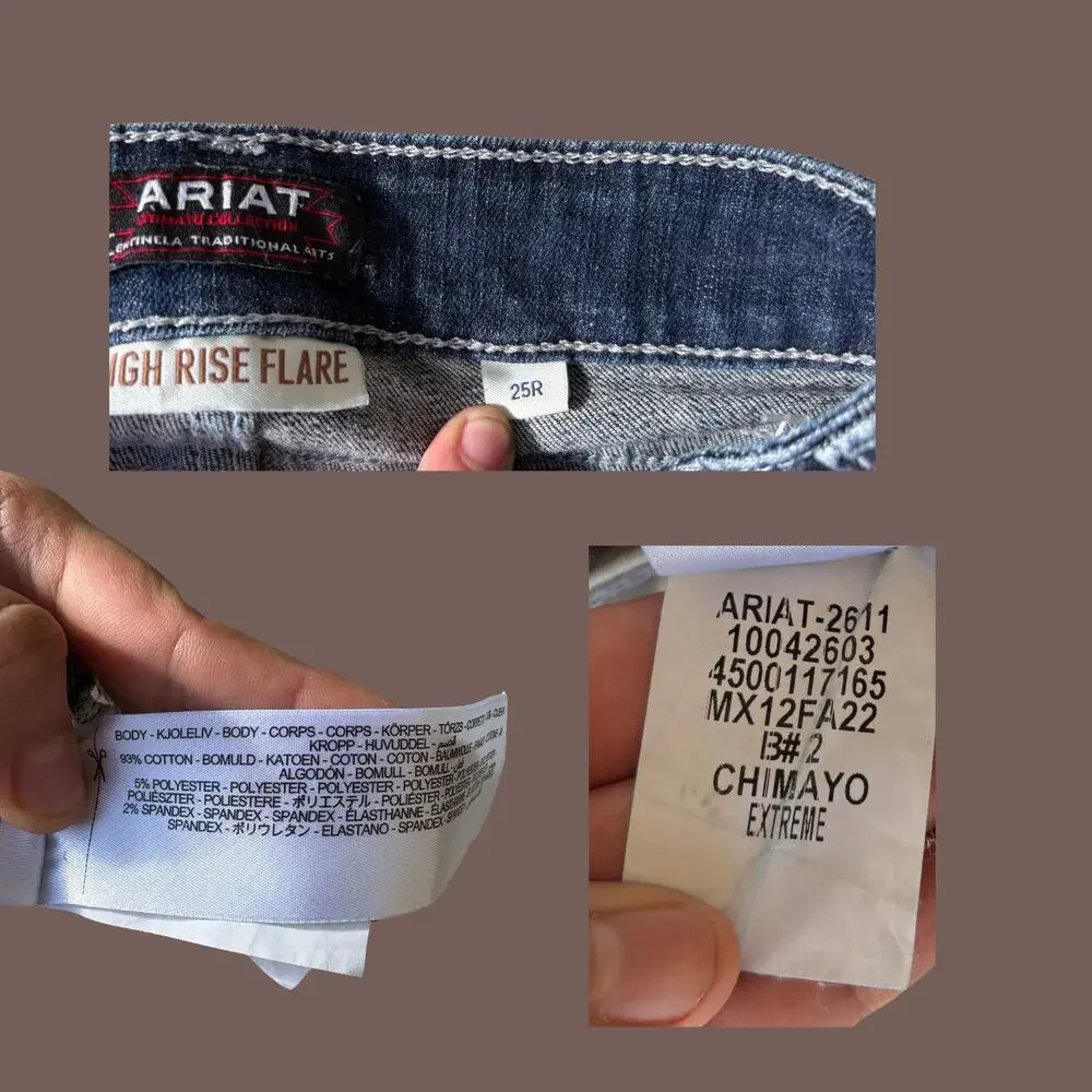 Ariat Flare Jeans | Chimayo Print, Dark Wash | Size 25R | Vintage - Picture 4 of 5